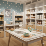 赤ちゃんグッズが陳列されているイメージ